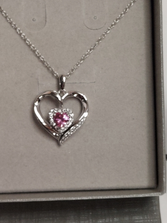 Zales Jewelry - Zales Pink & White Lab Created Sapphire Double Heart Pendant Necklace